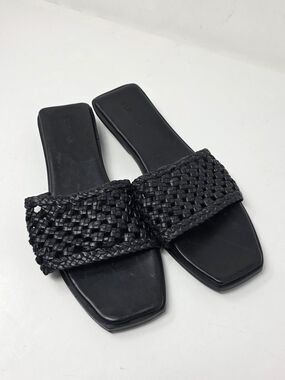 Bembien Black Woven Slide Sandals Block heel Casual Handmade Size 39